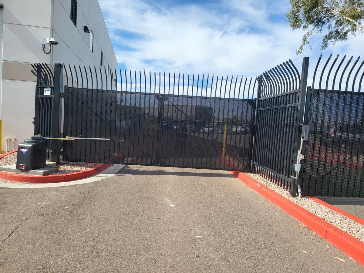 Commercial automatic security gate with anti-climb spikes, Scottsdale AZ