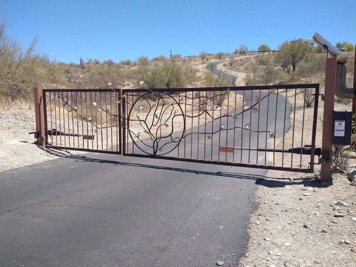 Custom iron driveway gate for desert property in Scottsdale AZ