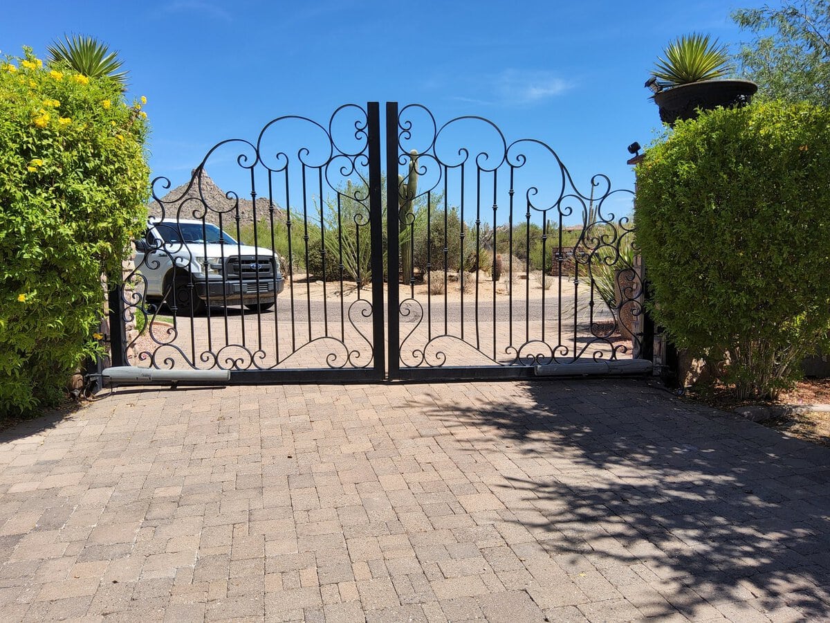 Custom scrollwork driveway gate repair, Scottsdale AZ