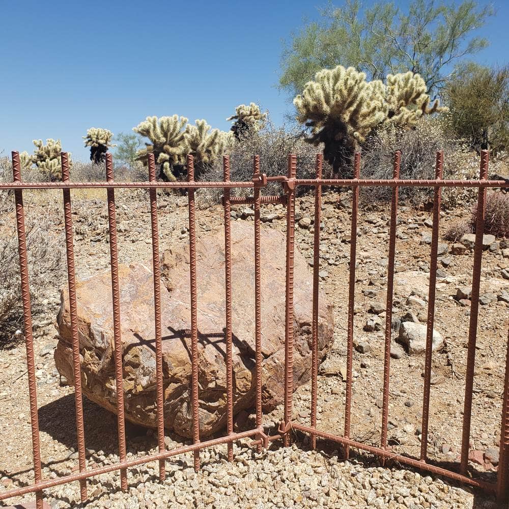 Desert view fence with boulder landscaping, Scottsdale AZ