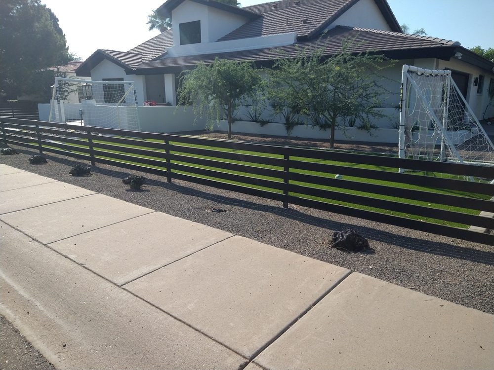 Modern horizontal slat perimeter fence, Scottsdale AZ