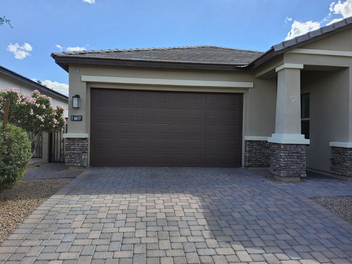 Long panel style garage door installation, Scottsdale AZ
