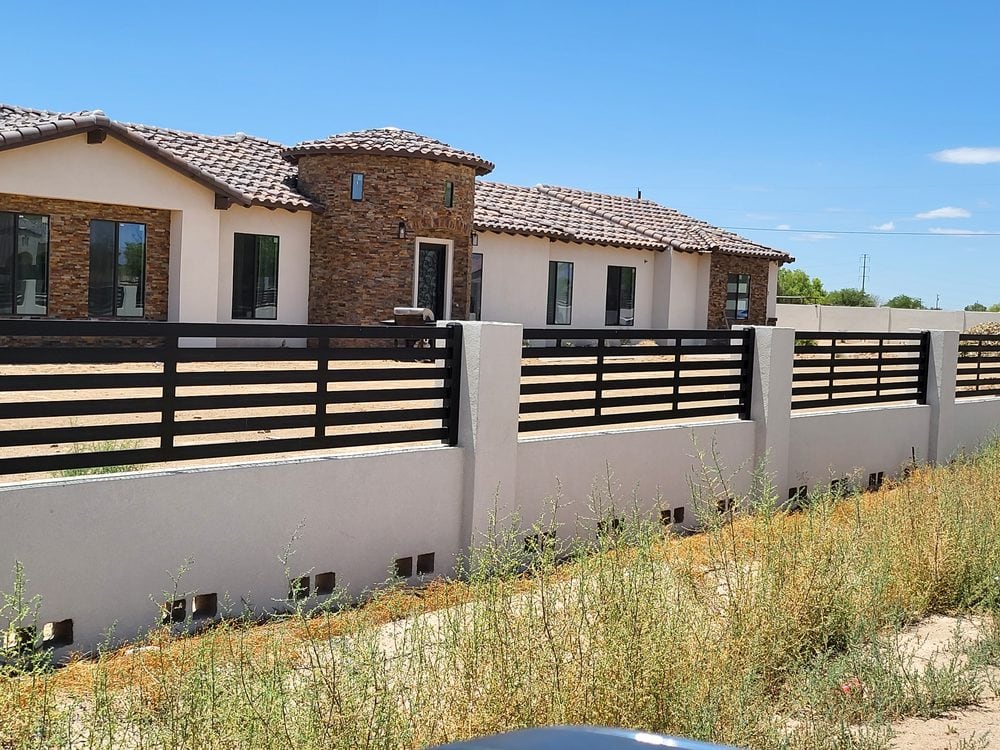 Modern horizontal view fence installation, Scottsdale AZ