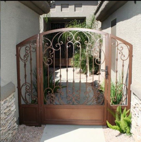 Ornate bronze courtyard gate installed in Scottsdale AZ