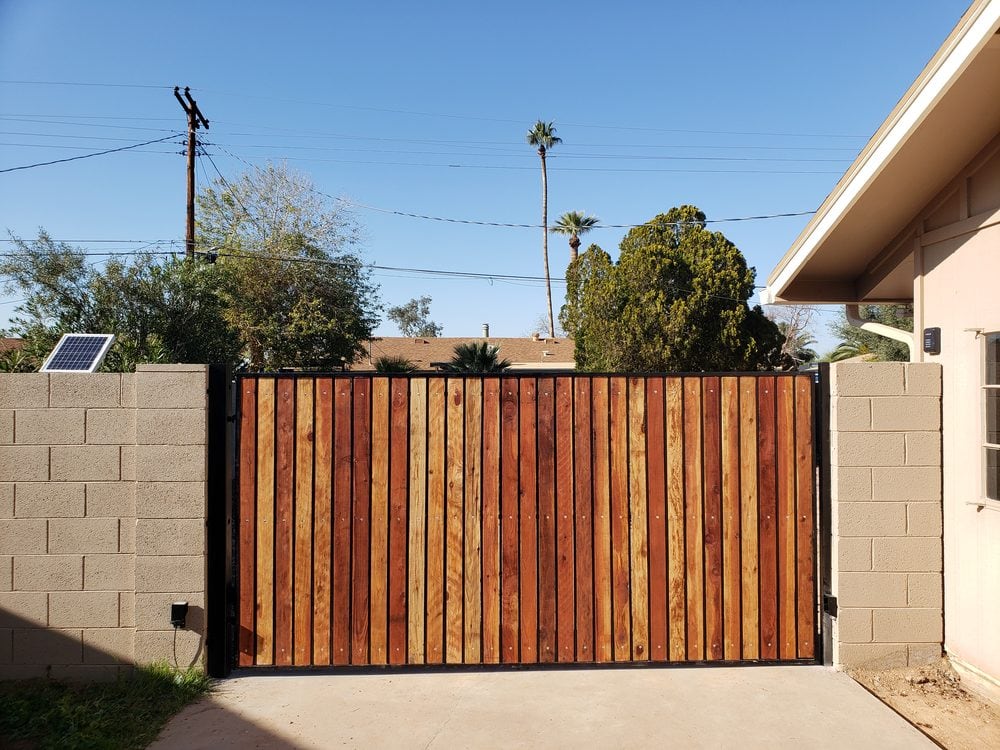 Modern mesh panel RV gate installation, Scottsdale AZ