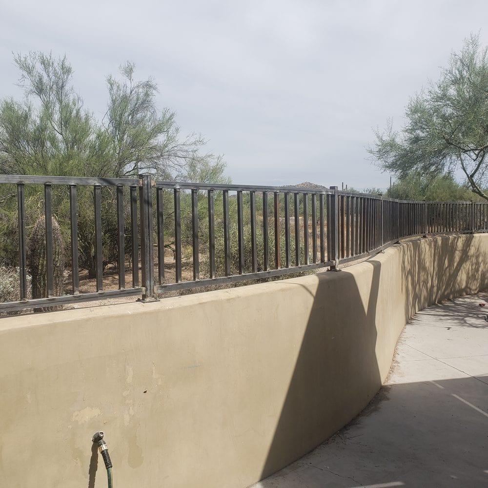 View fence installed atop perimeter wall, Scottsdale AZ