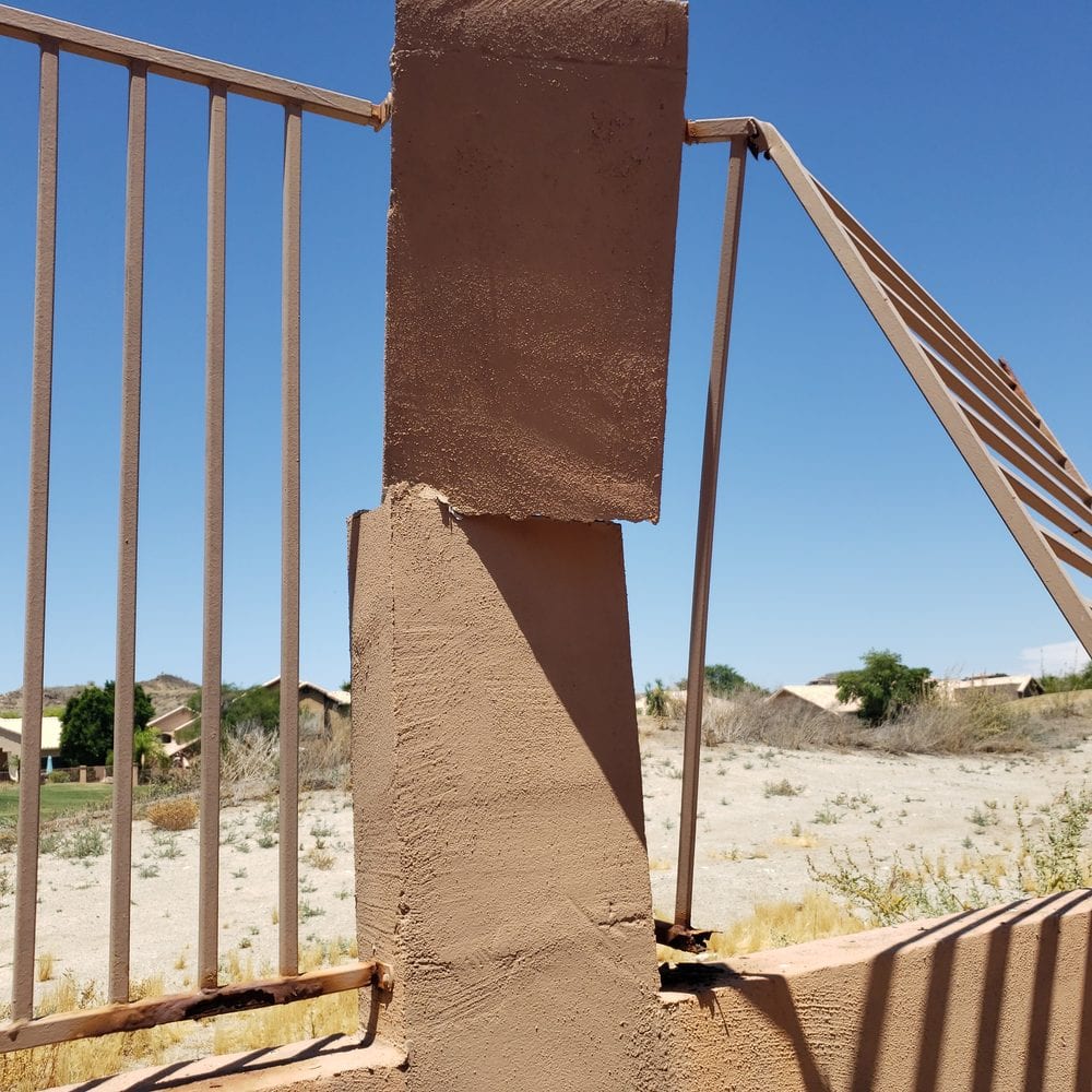 View fence post repair close-up, Scottsdale AZ