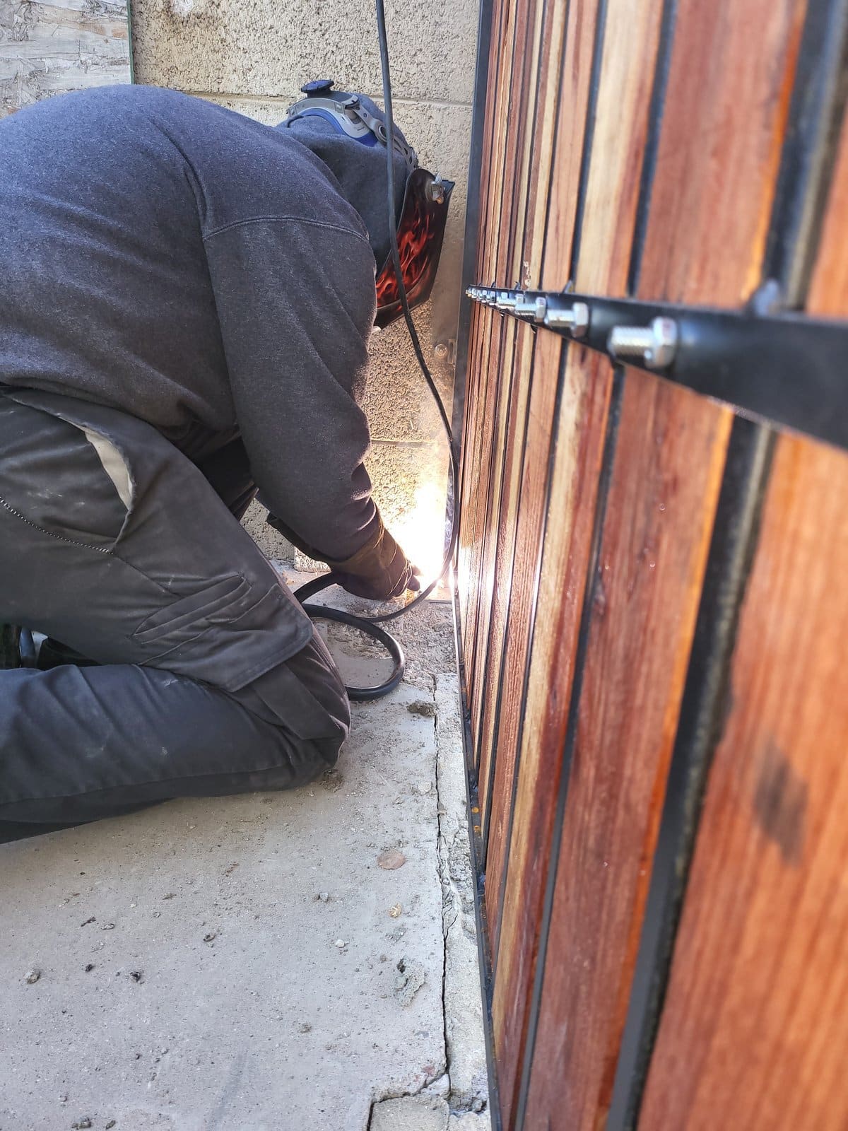 Welding fabrication of custom wood panel gate, Scottsdale AZ