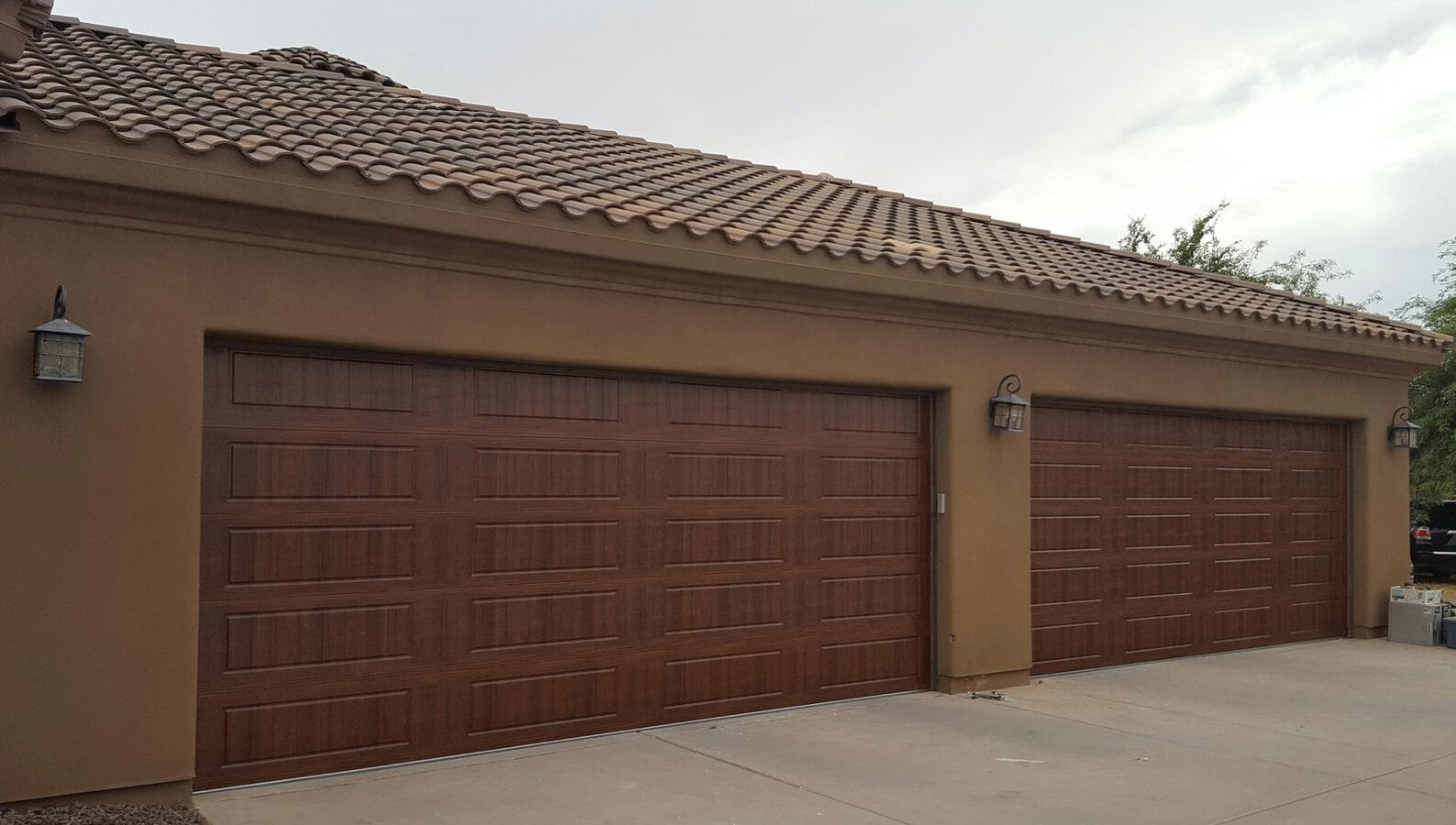 Woodgrain garage door installation in Scottsdale AZ