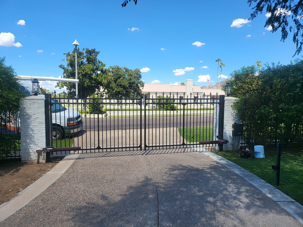 Black sliding community driveway gate, Phoenix AZ