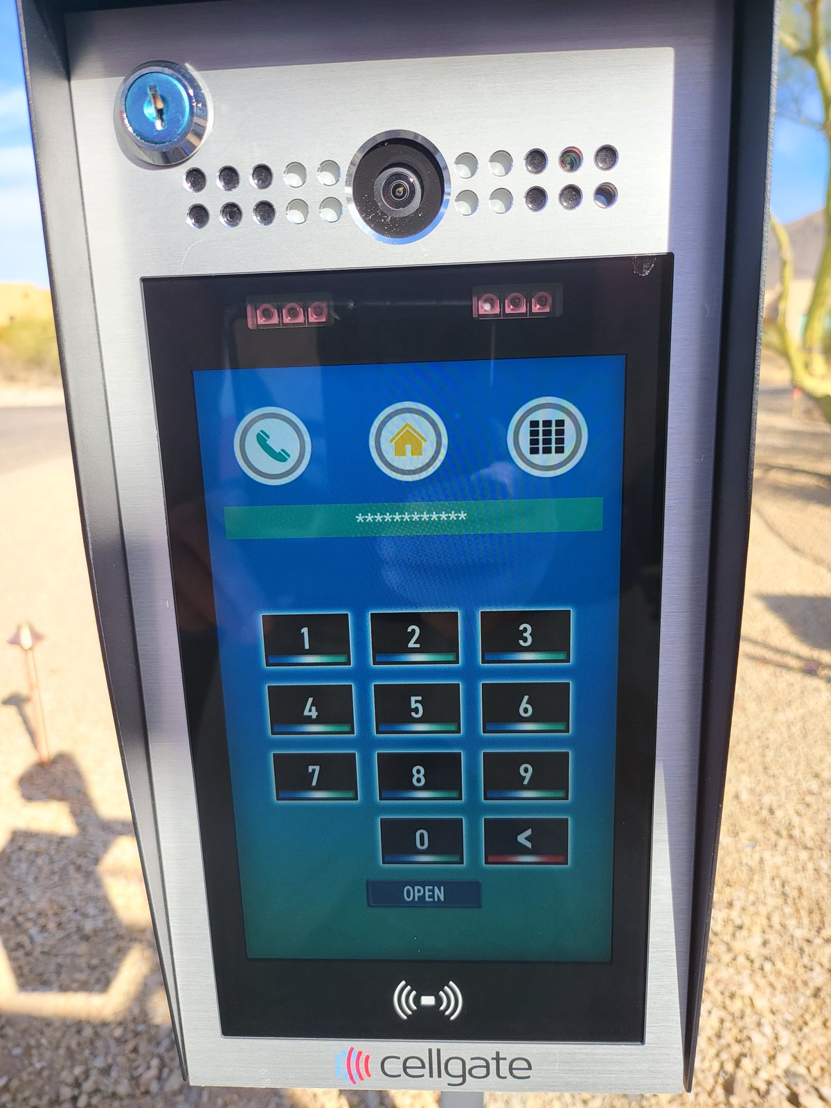 Cellgate keypad access control system at community gate, Scottsdale AZ