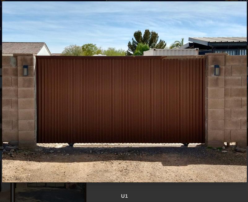 Custom RV slide gate with rust-tone finish in Scottsdale AZ
